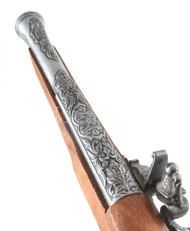 Antik kovás pisztoly igényes gyűjtői replikája. Fém, fa, h: 35 cm - Image 2