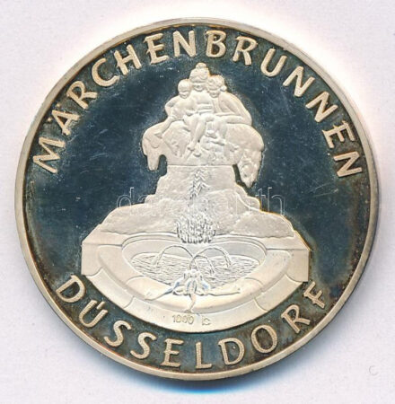 Németország DN 'Märchenbrunnen - Düsseldorf' kétoldalas, jelzett Ag emlékérem (15,02g/1.000/35mm) T:1 (eredetileg PP) patina, fo. Germany ND 'Märchenbrunnen - Düsseldorf' two-sided, hallmarked Ag medallion (15,02g/1.000/35mm) C:UNC