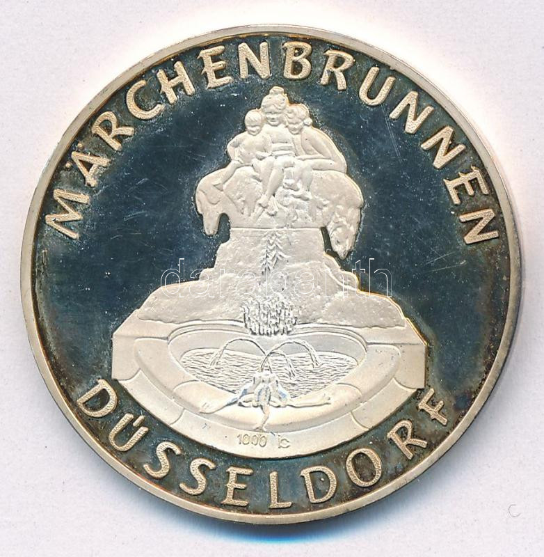 Németország DN 'Märchenbrunnen - Düsseldorf' kétoldalas, jelzett Ag emlékérem (15,02g/1.000/35mm) T:1 (eredetileg PP) patina, fo. Germany ND 'Märchenbrunnen - Düsseldorf' two-sided, hallmarked Ag medallion (15,02g/1.000/35mm) C:UNC
