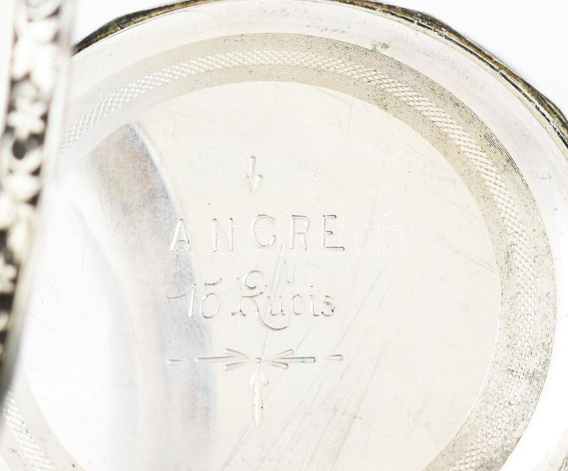 Regulateur ezüst tokos nagy méretű zsebóra. Festett számlappal, kis hibával, üveg borítással a szerkezeten, szép, működő állapotban 64 mm - Image 3