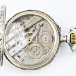 Regulateur ezüst tokos nagy méretű zsebóra. Festett számlappal, kis hibával, üveg borítással a szerkezeten, szép, működő állapotban 64 mm - Image 4