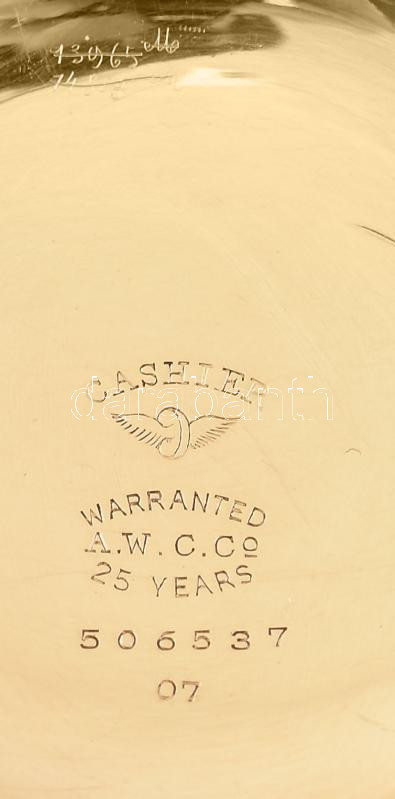 Elgin nagy méretű zsebóra, aranyozott fém tokkal, enyhén kopott számlappal, működő, jó állapotban d: 54 mm Csavaros hátlappal - Image 3