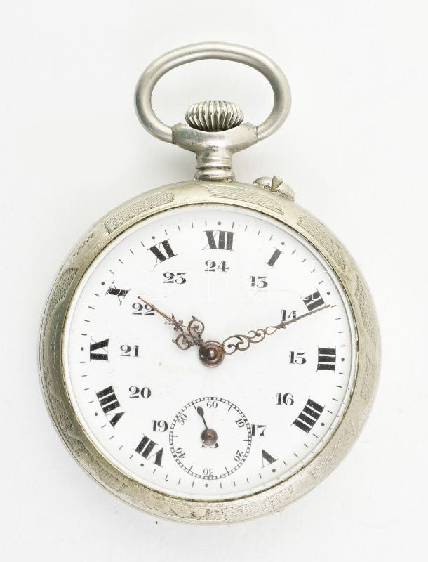 Fém tokos kézi felhúzós zsebóra hibátlan számlappal, d: 44 mm