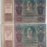 1912. 100K (3x), közte román felülbélyegzéssel + 1914. 50K II. kiadás (2x) T:III,III- - Image 4