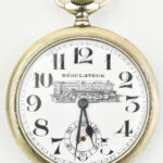 Regulateur fém tokos vasutas zsebóra. Szép számlappal, működő, jó állapotban. d: 50 mm - Image 2