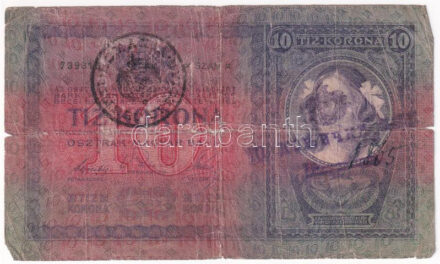 1904. 10K fekete 'Romania Timbru Special' és cirill betűs felülbélyegzéssel T:IV Adamo K10Be