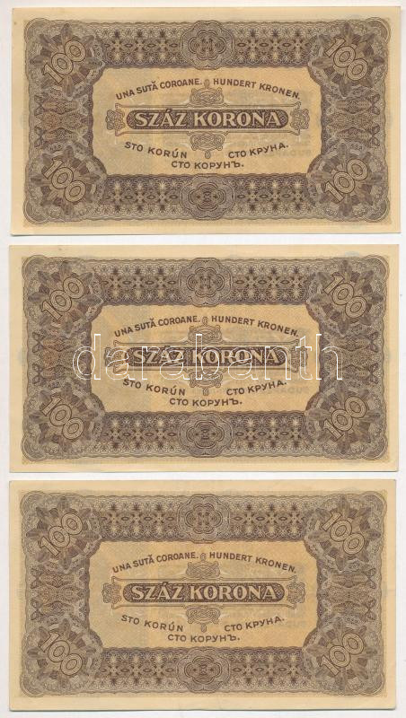1923. 100K nyomdahely jelölés nélkül (3x) T:II-,III Adamo K30 - Image 2