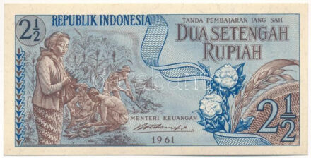 Indonézia 1961. 2 1/2R T:I- Indonesia 1961. 2 1/2 Rupiah C:AU Krause P#79