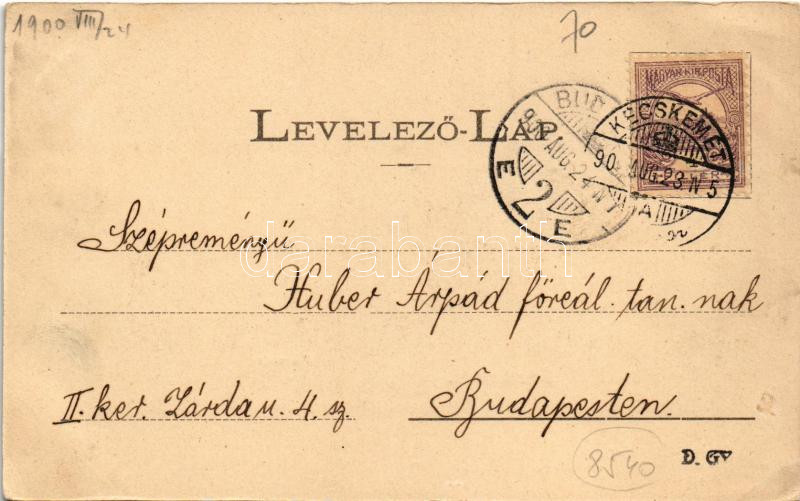 1900 Kecskemét, Piac tér, Városháza, templomok, Fekete Mihály üzlete és saját kiadása (EK) - Image 2