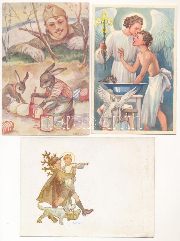 3 db régi Márton L. cserkész képeslap / 3 pre-1945 Hungarian scouting art postcards
