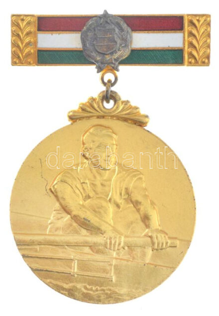 1966. 'Magyar Népköztársaság Bajnoka - 1966 - Kajak' kétoldalas zománcozott díjjelvény eredeti sérült tokban T:1-