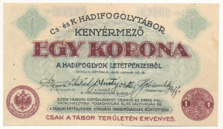 Kenyérmező / Hadifogolytábor 1916. január 15. 1K arab sorozat- és sorszámmal T:III Adamo HHK-1.6