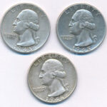 Amerikai Egyesült Államok 1945. 25c Ag (2x) + 1946. 25c Ag T:1- USA 1945. 25 Cent Ag (2x) + 1946. 25 Cent Ag C:AU