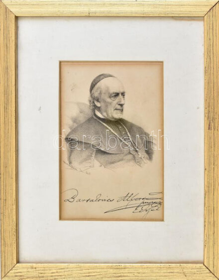 1865 Bartalkovics Albert érsek portréja, üvegezett keretben, 17×12 cm