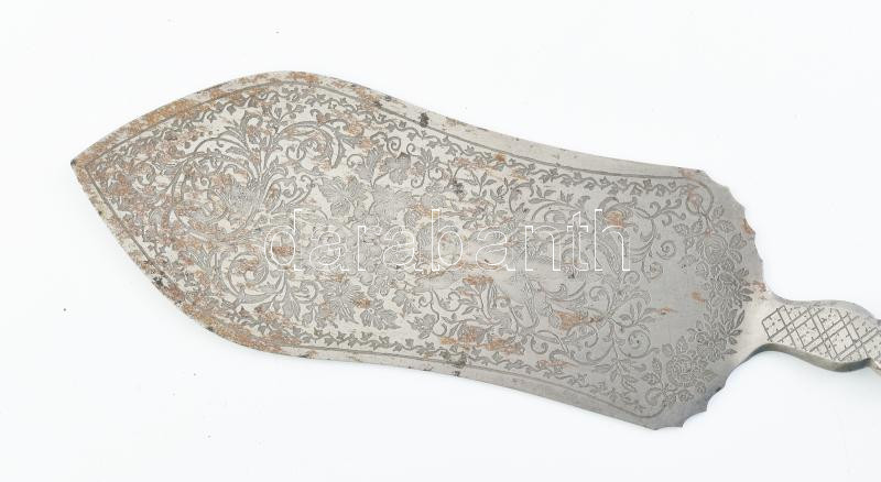 Ezüst (Ag) nyeles tálaló villa és kanál készlet. 30 cm - Image 2
