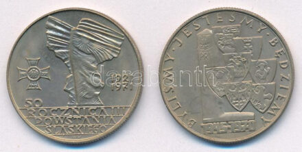 Lengyelország 1970. 10Zl Cu-Ni 'Voltunk, vagyunk, leszünk - 1945-1970' + 1971. 10Zl Cu-Ni '50. évforduló - Sziléziai felkelések' T:1 Poland 1971. 10 Zlotych Cu-Ni 'Bylismy, Jestesmy , Bedziemy 1945-1970' + 1971. 10 Zlotych Cu-Ni '50 Roznica