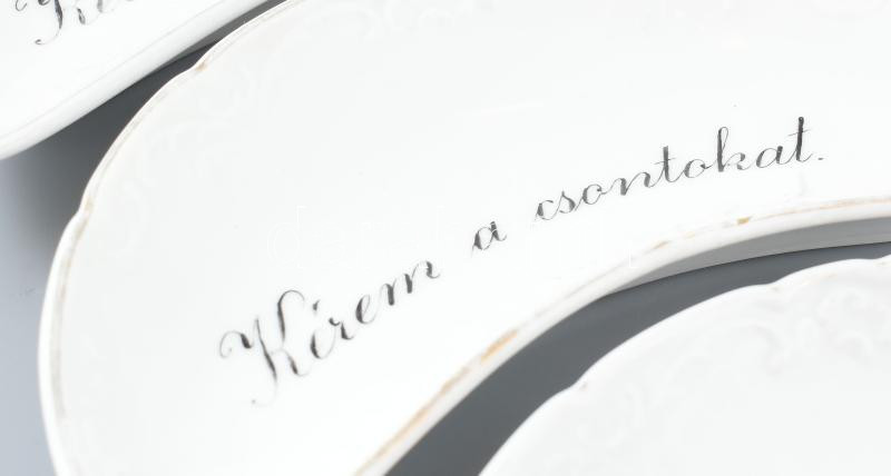 4 db csontos tányér Kérem a csontokat , porcelán, feliratos, jelzés nélkül, kopott 17 cm - Image 2
