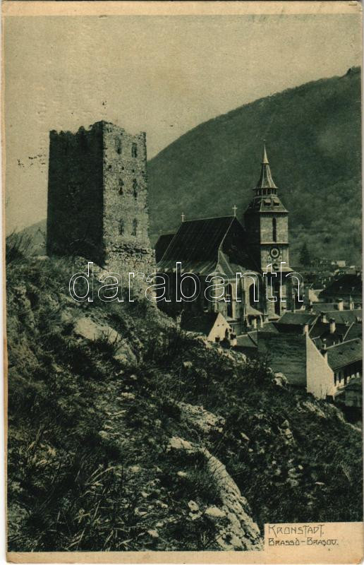 1907 Brassó, Kronstadt, Brasov; Fekete torony és templom / church and tower (EK)