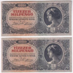 1946. 10.000MP sorszámkövető 'A 035 076378, A 035 076379' (2x) T:II-,III