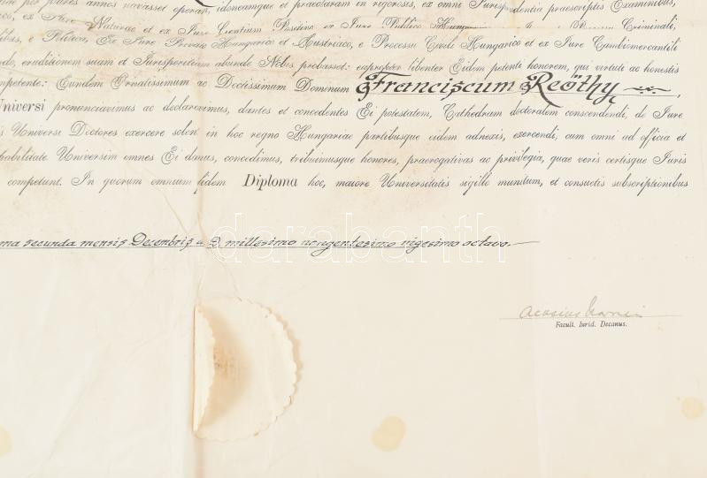 1928 A Pázmány Péter Tudományegyetem jogi doktori diplomája, szárazpecséttel - Image 2