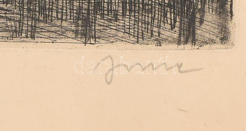 Imre István (1918-1983): Mátyás-templom, Budapest. Rézkarc, papír, jelzett, feltekerve, törésnyomokkal, lap széle foltos és sérült, 39×29,5 cm - Image 2