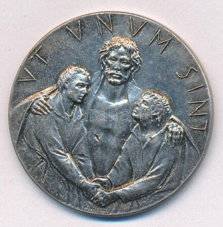 Vatikán 1975. 'Hogy egyek legyenek' kétoldalas ezüstözött emlékérem T:1 Vatican 1975. 'Ut Unum Sint' two sided commemorative medallion C:UNC