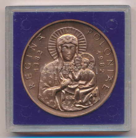 Lengyelország 1981. 'Lengyelország Patrónája / II. János Pál' kétoldalas bronz emlékérem tokban. Szign.:Katarzyna Piskorska (45mm) Poland 1981. 'Regina Poloniae / Jan Paweł II' two sided bronze commemorative medallion in case.