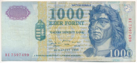 1998. 1000Ft 'DE 7597499' T:III Adamo F55.6