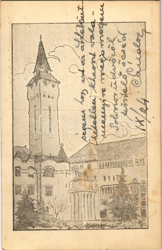 1940 Marosvásárhely, Targu Mures; Közművelődési ház és városháza / town hall, culture hall + '1940 Marosvásárhely visszatért' So. Stpl