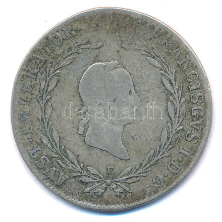 1828E 20kr Ag 'I. Ferenc' Gyulafehérvár T:2-,3 patina / Hungary 1828E 20 Kreuzer Ag 'Franz I' Alba Iulia C:VF,F patina Huszár: 1980., Unger III.: 1380.b