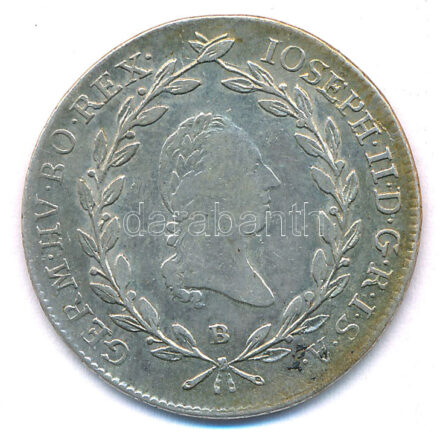 1787B 20kr Ag 'II. József' T:2,2- patina Huszár: 1880., Unger III: 1329.a