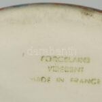 Virebent francia porcelán fedeles tégely párban 15 cm + váza 10 cm. Márvány mintás, jelzett, hibátlan - Image 2