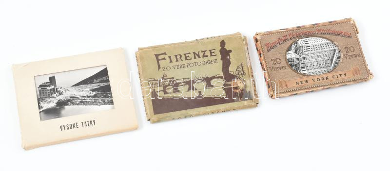 3 db, New York, Tátra, Firenze nevezetességeit bemutató leporelló, 6×9 cm