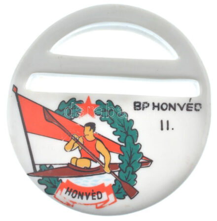 ~1980. 'BP Honvéd II' egyoldalas Hollóházi porcelán kajak díjérem (63mm) T:1-