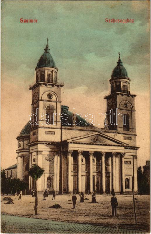 1908 Szatmárnémeti, Szatmár, Satu Mare; Székesegyház, piac / cathedral, market (EK)
