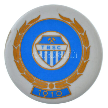 ~1980. 'TBSC (Tatabányai Bányász Sportclub)' egyoldalas Hollóházi porcelán sport emlékérem (62mm) T:1-