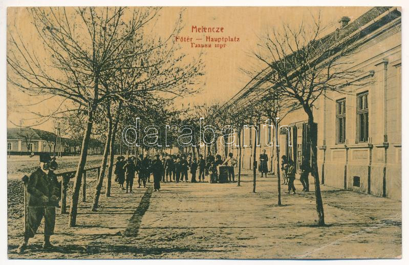 1909 Melence, Melenze, Melenci; Fő utca, üzlet / Hauptgasse / main street, shop (b)