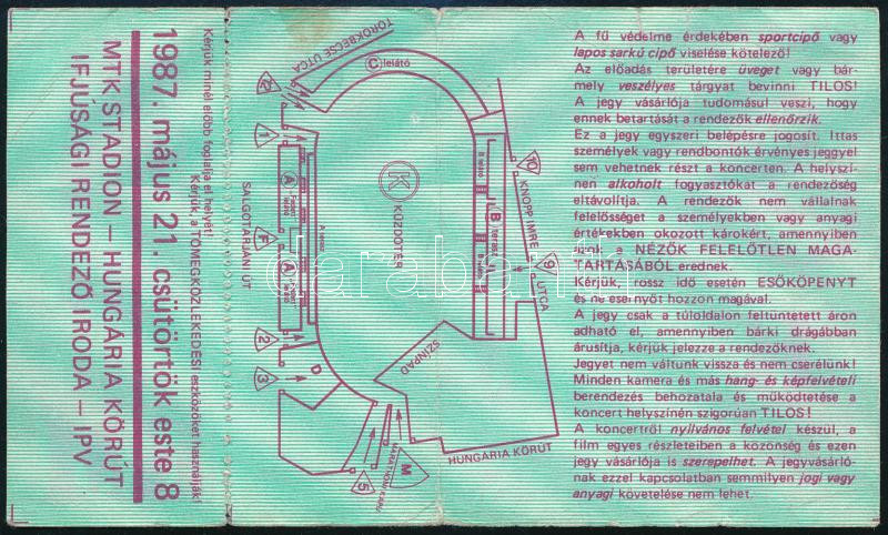 1987 Santana, The Freedom Concert, MTK Stadion, koncert belépőjegy - Image 2