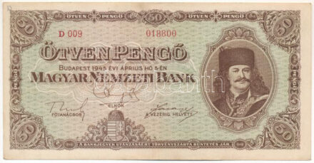 1945. 50P 'D 009 018800' T:III Adamo P15