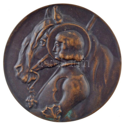 Ausztria ~1900-1910. 'Imádkozz érettünk' kétoldalas bronz plakett. Szign.:Anton Grath (60mm) T:1 Austria ~1900-1910. 'Ora Pro Nobis' two sided bronze plaque. Sign:Anton Grath (60mm) C:UNC