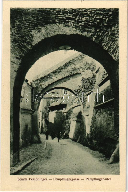 1926 Nagyszeben, Hermannstadt, Sibiu; Strada Pempflinger / Pempflingergasse / Pempflinger utca / street view