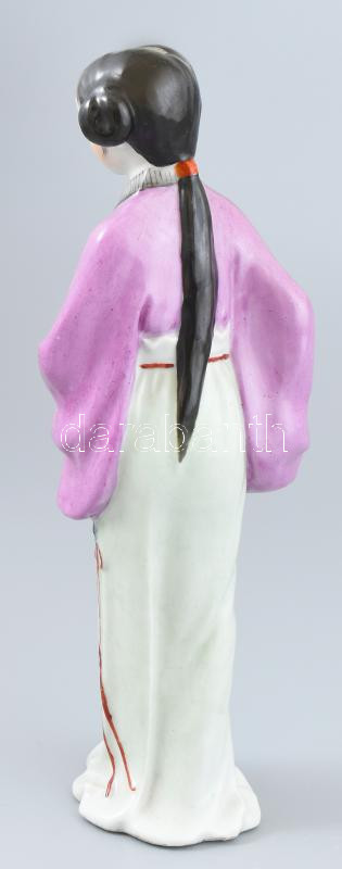 Keleti porcelán figura, jelzett, kis kopásokkal, m: 24 cm - Image 2