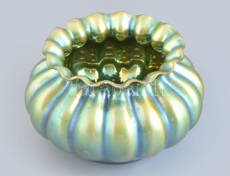 Zsolnay eozin mázas váza. Jelzett, sérült. d: 27 cm