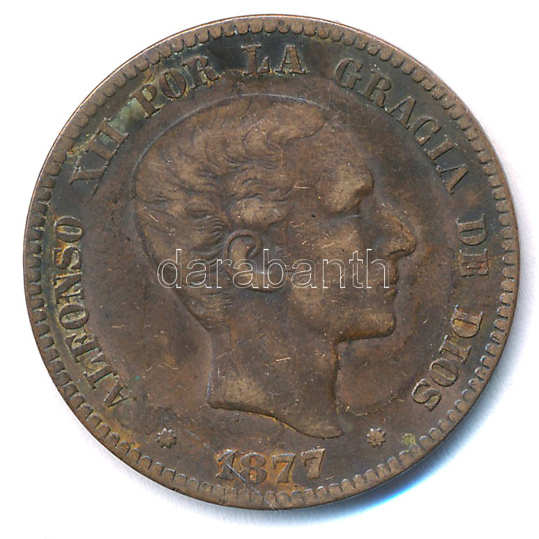 Spanyolország 1870OM 10c bronz 'XII. Alfonz' T:2 Spain 1870OM 10 Centimos bronze 'Alfonso XII' C:XF Krause KM#675
