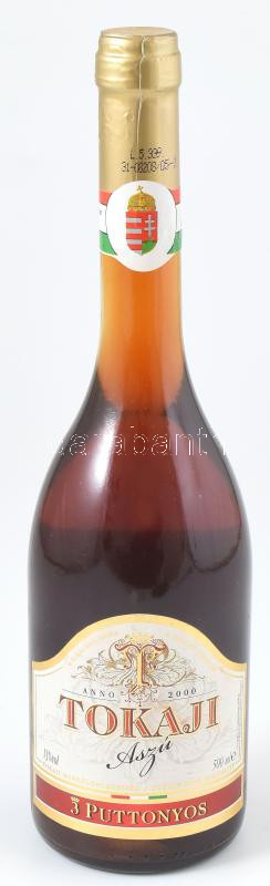 2000 Tokaji aszú, 3 puttonyos, bontatlan palack, 0,5 l