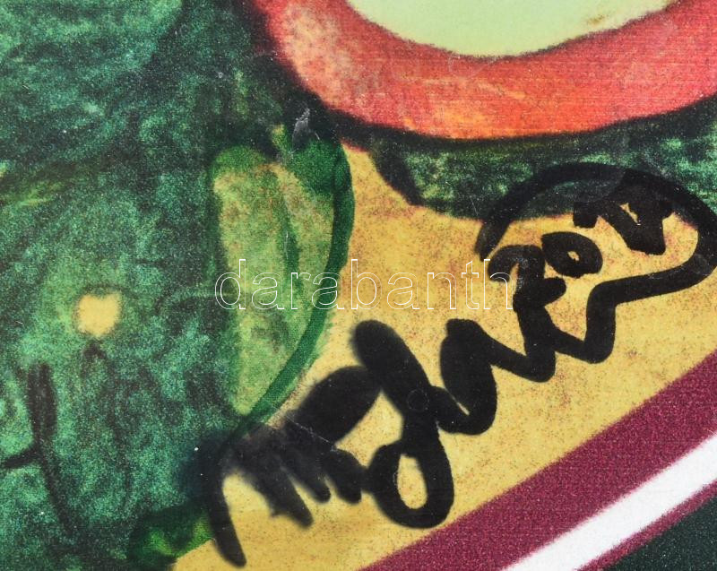 Faragó Miklós (1947-): 'La grande cuisine No. 1', 2017. Olaj, farost. Jelzett. Hátoldalán autográf felirattal. Üvegezett fakeretben. 60x60 cm. - Image 2