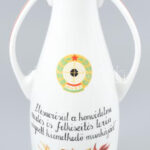 Hollóházi Magyar Honvédelmi Szövetség (MHSZ) váza, jelzett, hibátlan, m: 35,5 cm