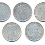Románia 1942. 200L Ag 'I. Mihály' (5x) T:2,2- Romania 1942. 200 Lei Ag 'Mihai I' (5x) C:XF,VF Krause KM#63