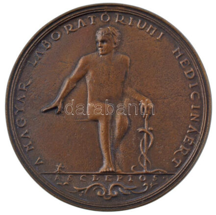 DN 'A Magyar Laboratóriumi Medicináért - Asclepios / Diagnosticum' kétoldalas bronz emlékérem bársony borítású dísztokban (97mm) T:1-