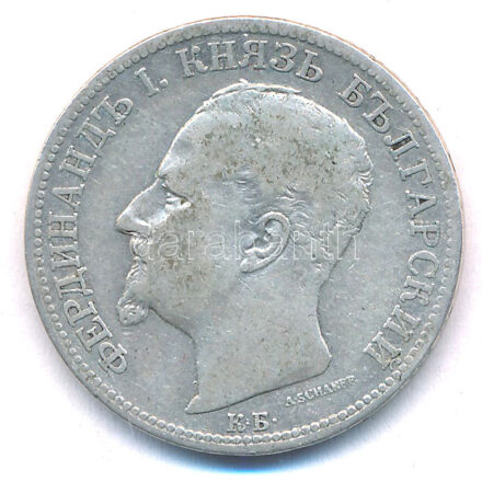 Bulgária 1891KB 2L Ag 'I. Ferdinánd' Körmöcbánya T:3 Bulgaria 1891KB 2 Leva Ag 'Ferdinand I' Kremnitz C:F Krause KM#17